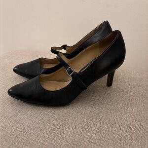 Naturalizer Naiya Leather 3 Inch Pumps Buckle Detail Pointed Toe Women’s 9 Black